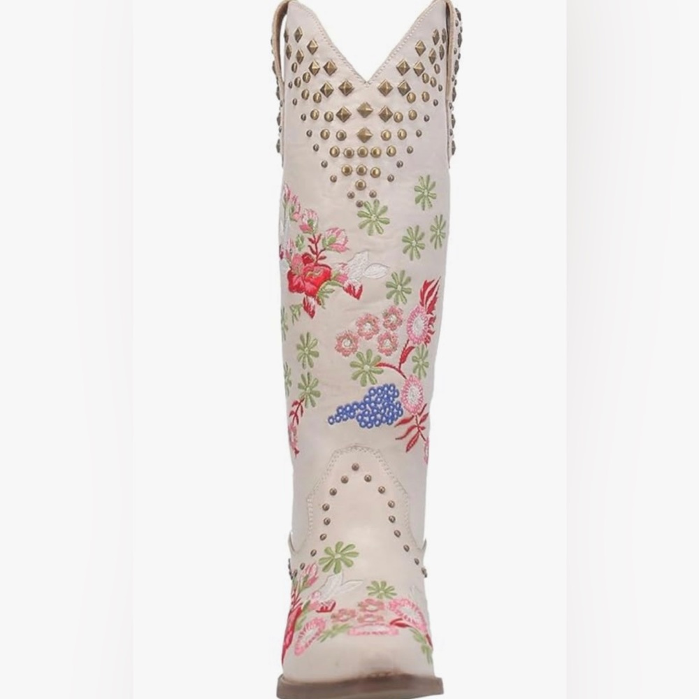 White floral boots